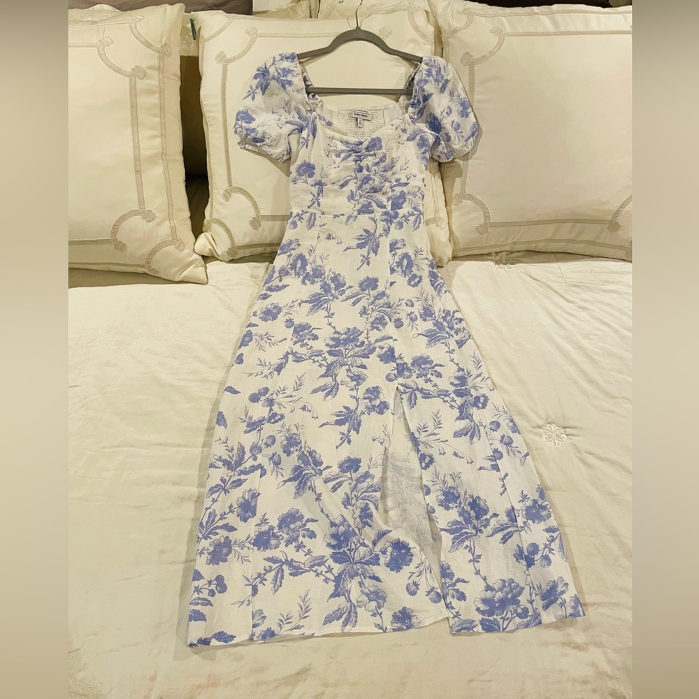 & Other Stories puff sleeve linen midi dress xs - Picture 2 of 2